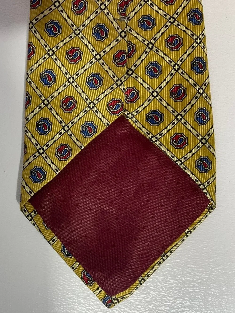 Elios Paris 100% Silk Tie Paisley Yellow Mens